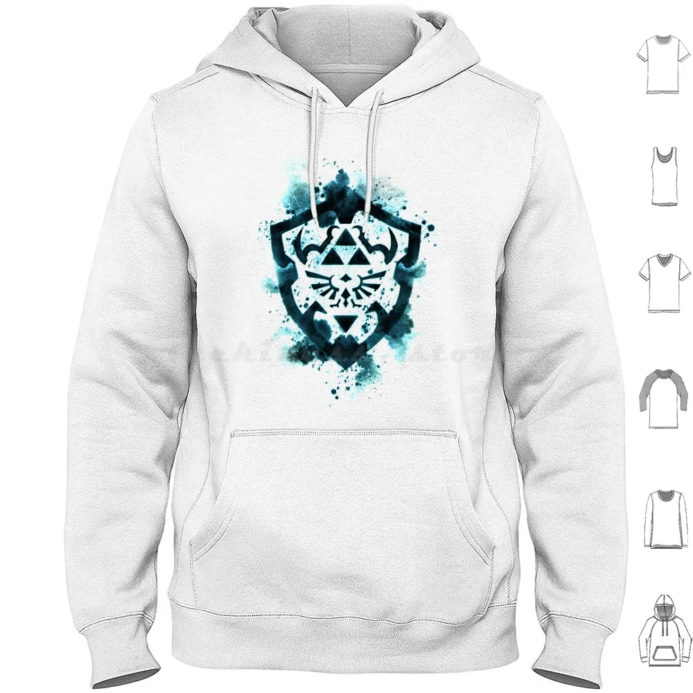 Blue Ink Shield Hoodies Long Sleeve Game Gamer Games Gaming Cool Aesthetic Ink Fanart Aesthetics Video Game Video