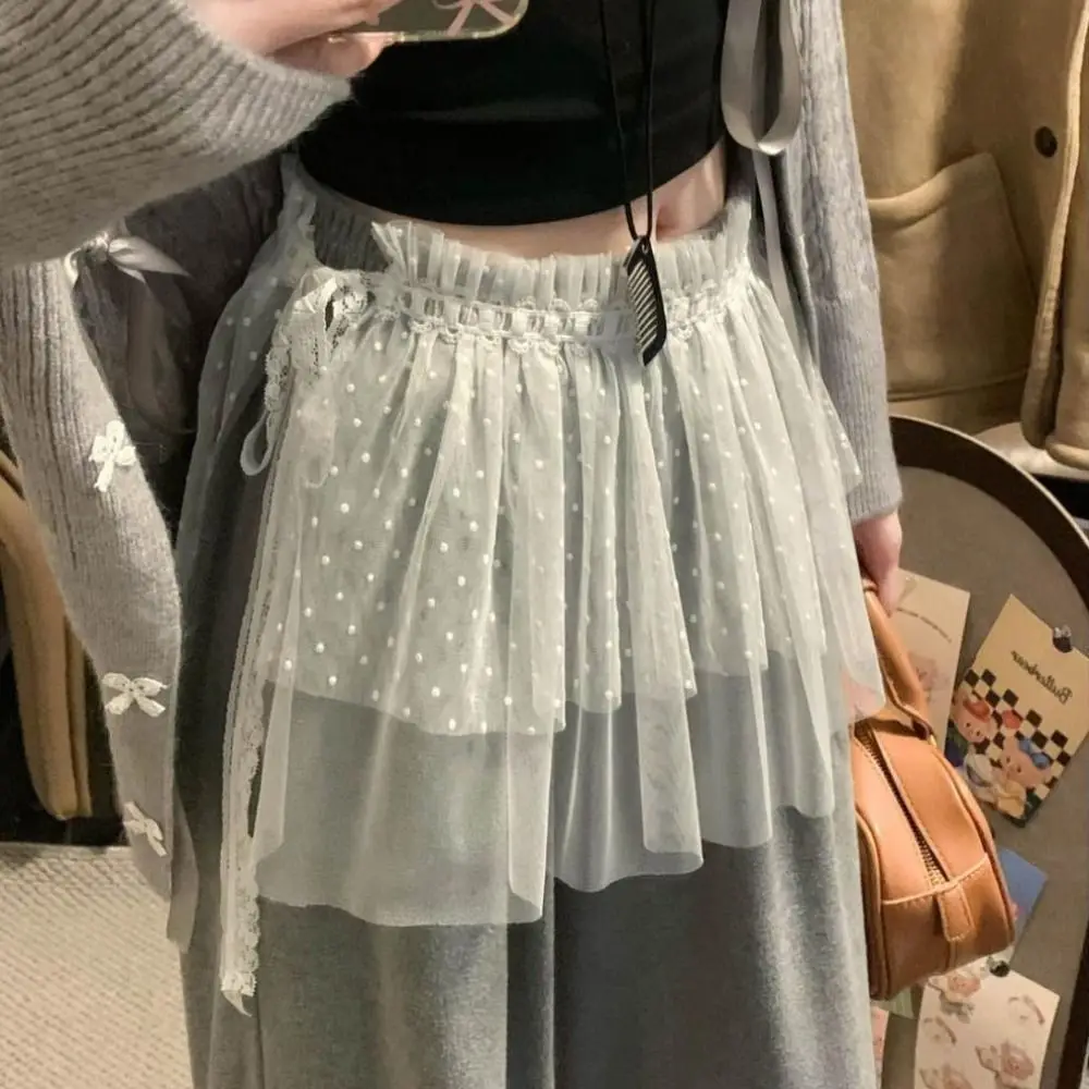 Mode Spitze Up Spitze Rock Hohe Taille Falten Durch Aushöhlen Rock einteiliges Typ Y2K Gebunden Taille Rock frauen