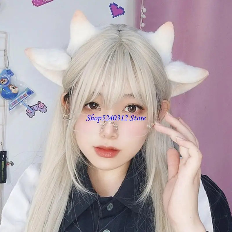 634C 할로윈 양 의상 세트 아이 성인 크리스마스 코스프레 양 역할 연극 복장을위한 양 귀 머리띠 양 꼬리