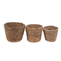 Seaweed Handmade Woven Storage Basket Straw Basket Indoor Outdoor Flower Pot Plant Container Home Living Room