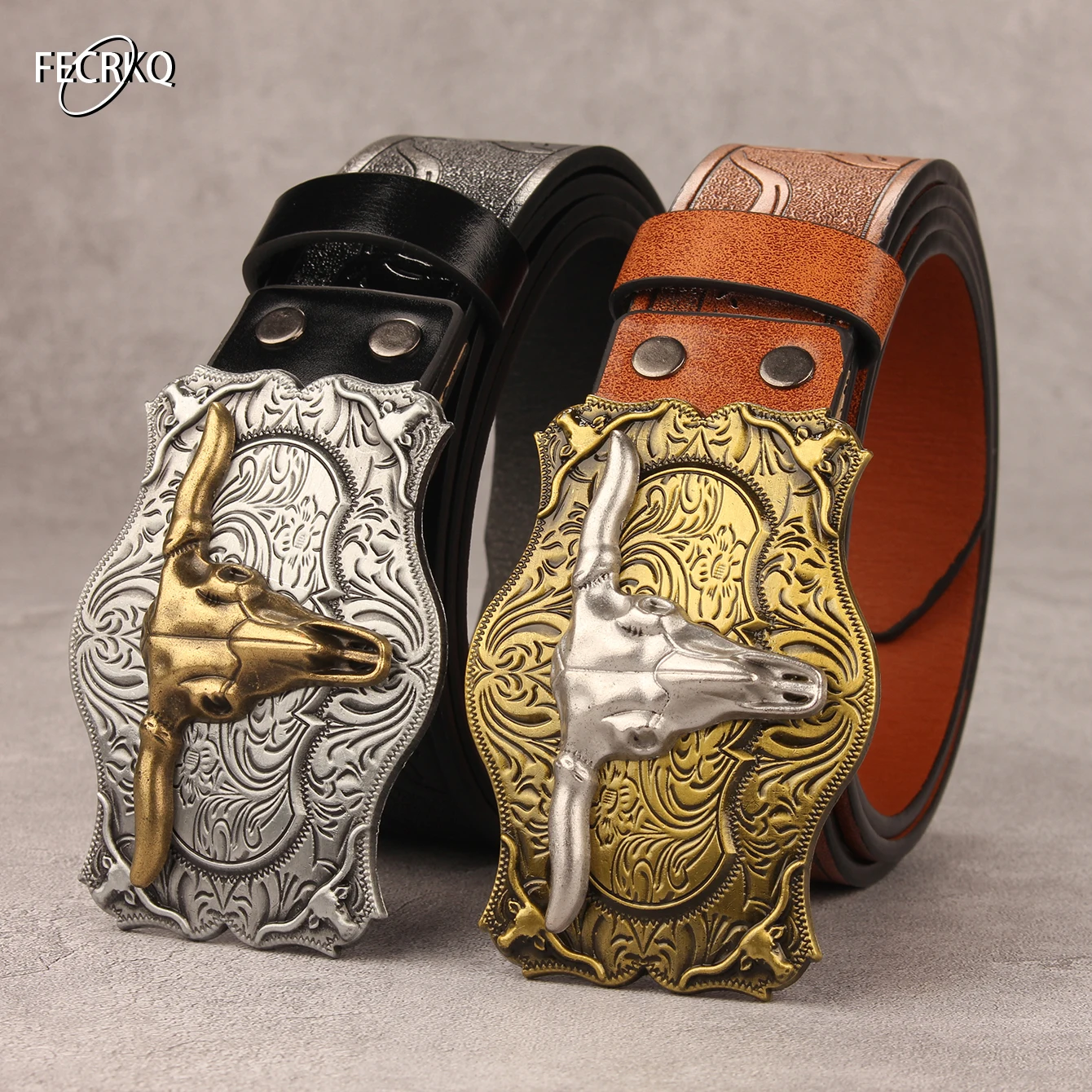 حزام PU من الدنيم الغربي - حزام خصر من قماش الدنيم المنحوت المطبوع المزخرف للرجال