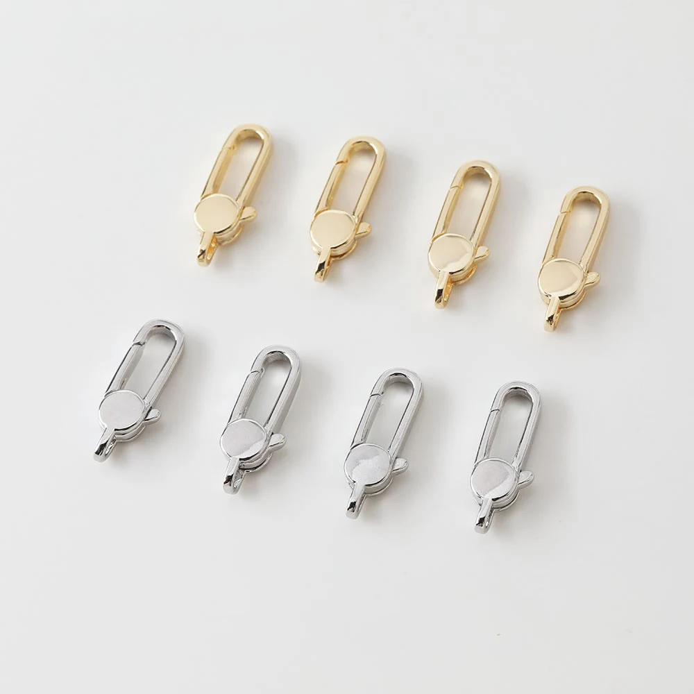 

4PCS 14K Gold Plated Oval Brass Snap Hooks Buckle Clasp For Bracelet Necklace Jewelry DIY Making Supplies Accessories