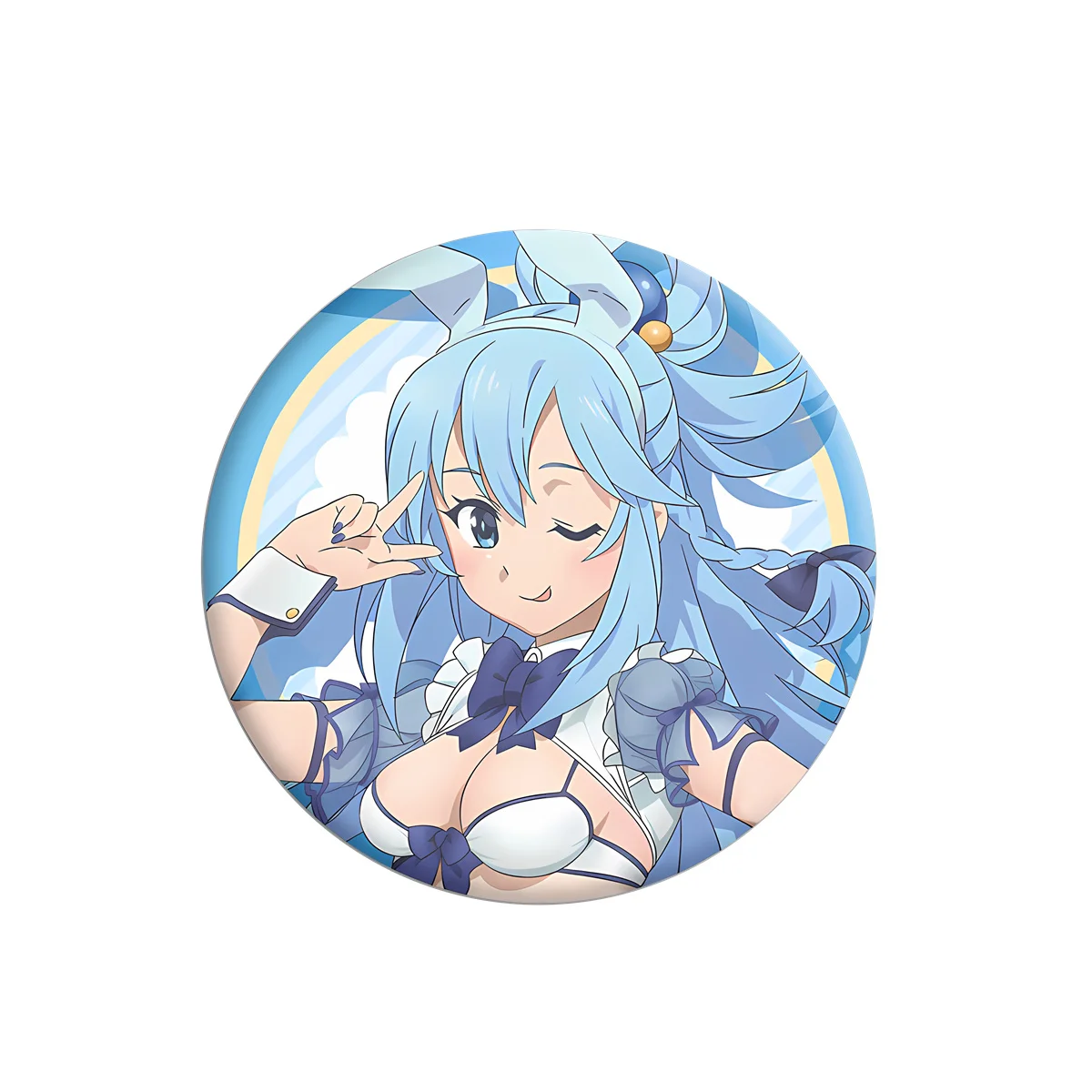 58mm Anime KonoSuba Satou Kazuma Aqua Mequmin Cosplay  Pin SPTE Tinplate Brooch﻿ Prop Gilf