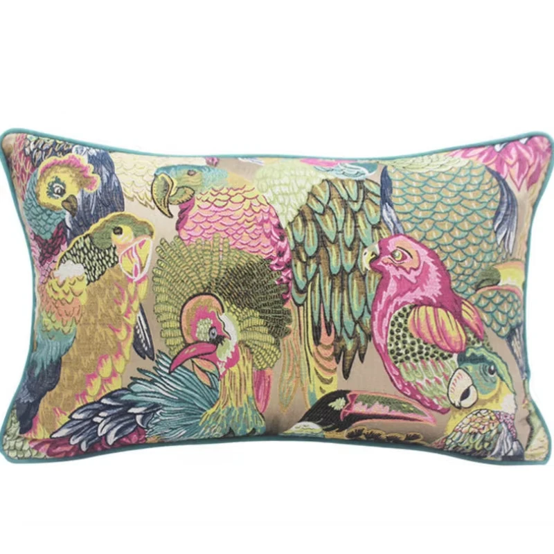 Birds Pillows Parrot Cushion Case Green Decorative Pillow Cover For Sofa 45x45 30x50 Modern Jungle Home Decorations
