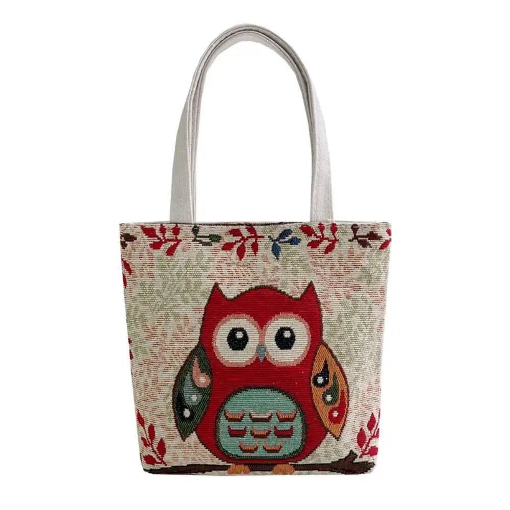 Women National Style Handbag Shoulder Bags Canvas Wallets Embroidered Elephants Owls Flowers Butterflies Shopping Tote