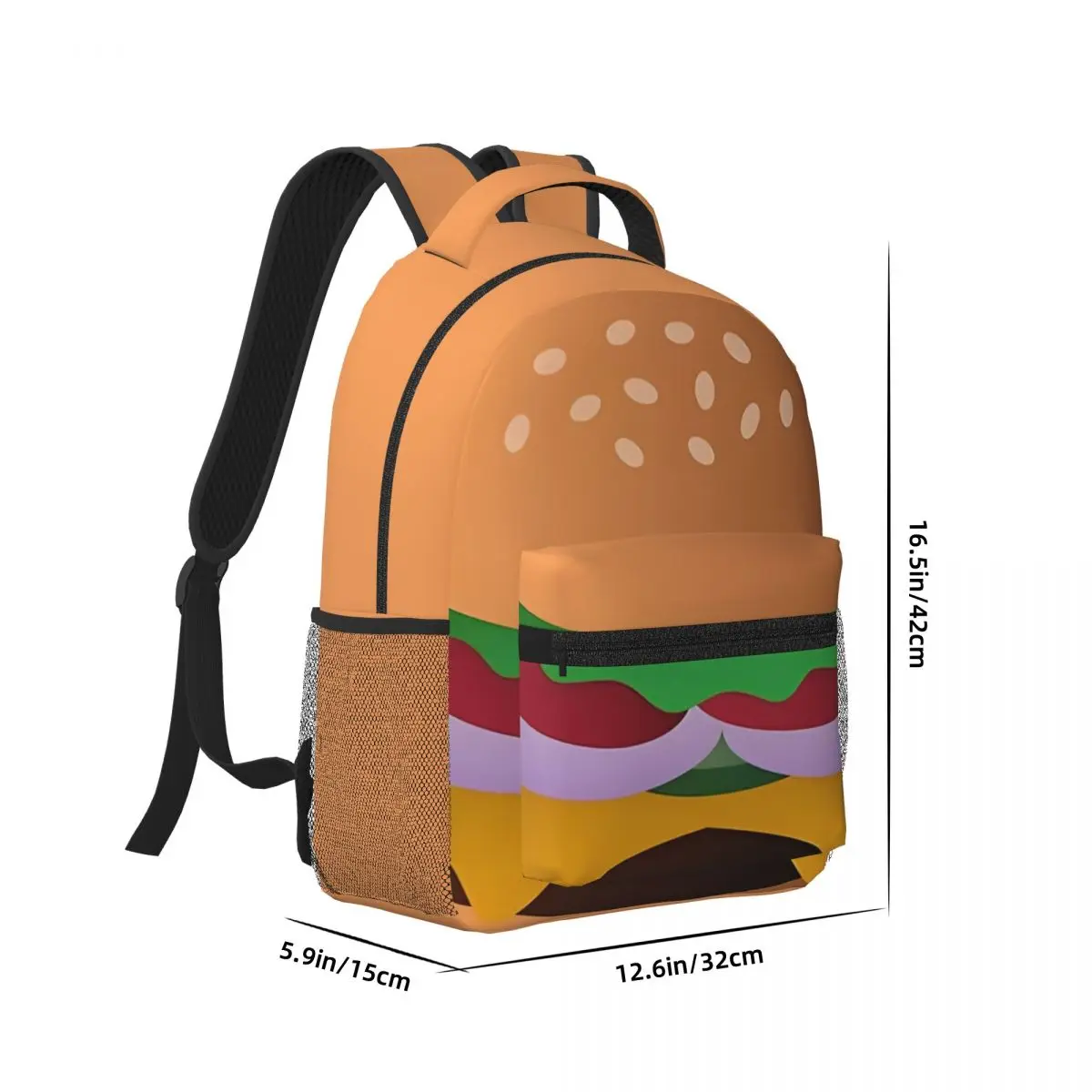 Cheeseburger For Girls Boys Large Capacity Student Backpack Lightweight waterproof Backpack 17in