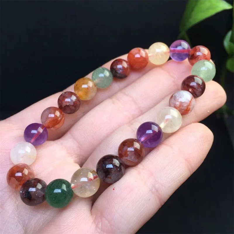 8MM Natural Mixture Crystal Quartz Bracelet Gemstone Crystal Reiki Healing Gemstone Bracelet Fengshui Jewelry Gift 1PCS