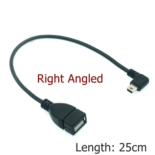 Imagen 2 del producto USB A cabeza hembra a Mini USB B OTG cabeza macho adaptador de cable de 90 grados 5P OTG V3 cable de datos de puerto para audio de coche tableta MP3 MP4