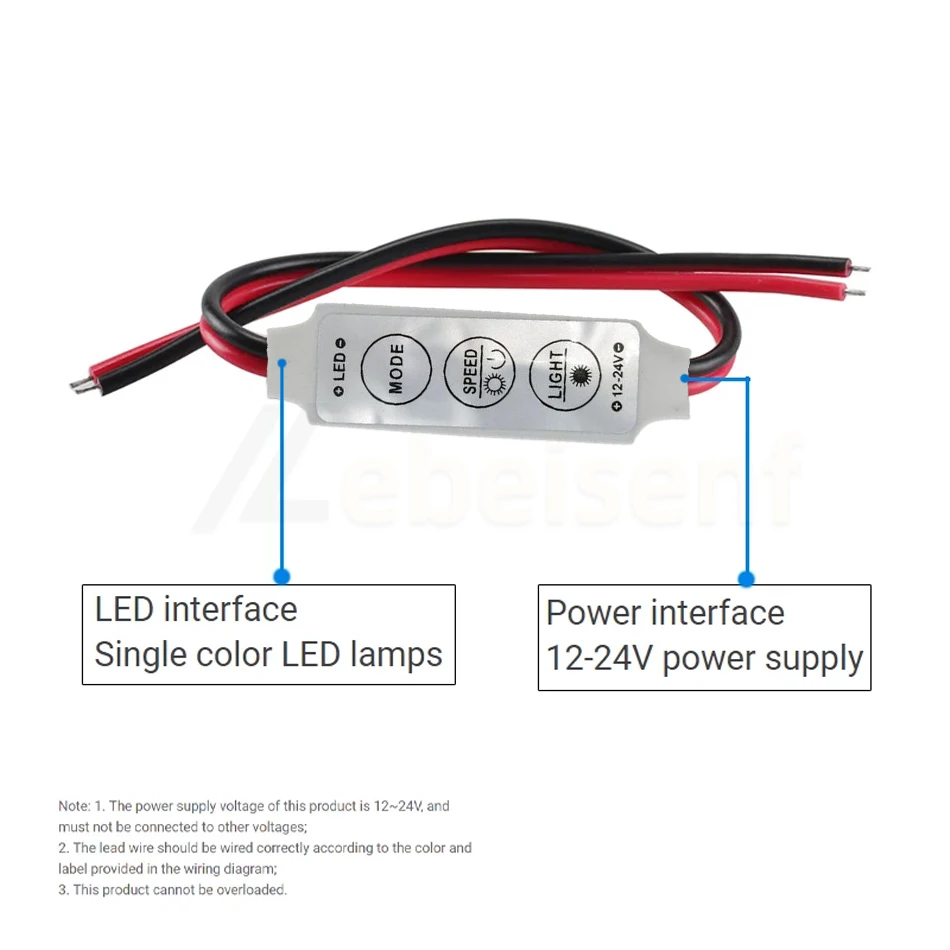 3-Key Mini LED Single Color Controller DC 12V 24V 6A Dimmer for 5630/3528/5050/2835 COB Strip Lights Brightness Dimming Control