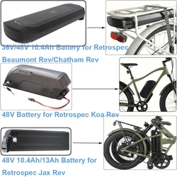 E-Bike Li-ion Battery 36V 48V 10.4Ah 350W 500W 750W Electric Bike Battery for Retrospec Beaumont Chatham Jax Koa Rev Ebike