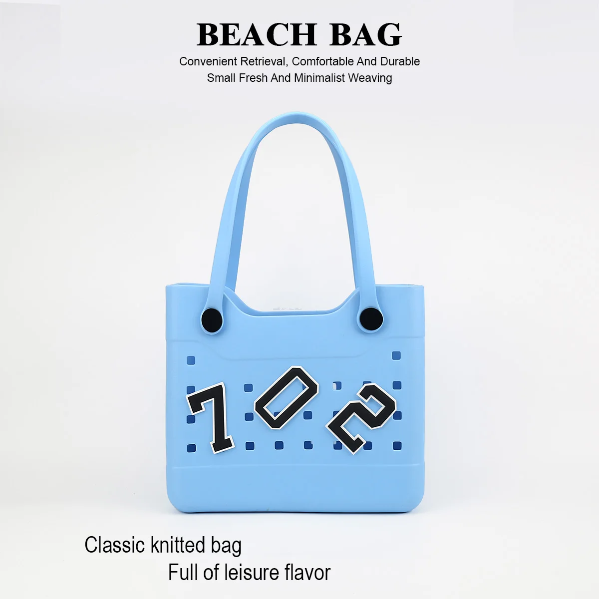 1 Versatile Solid-Color Eva Waterproof, Soft, and Durable Women's Beach Bag, with Different Layouts on Both Sides, Stylish Digital Decorative Buckle Diy, Suitable for Use at the Beach or Seaside, Large Capacity for Storing Items Like Mobile Phones, Books, Swimsuits, Etc., Suitable for Travel, Vacation, Daily Shopping, and Commuting