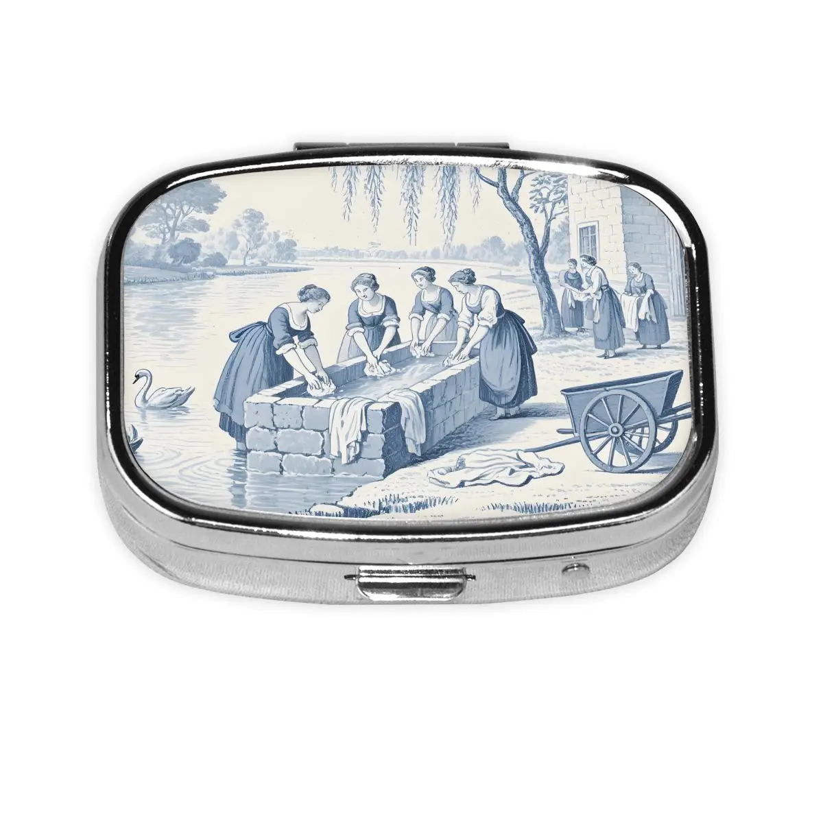 

Синий органайзер для таблеток Toile De Jouy, классическая пасторальная аптечка, чехол для таблеток, разветвители, коробка для хранения карманов, кошелек