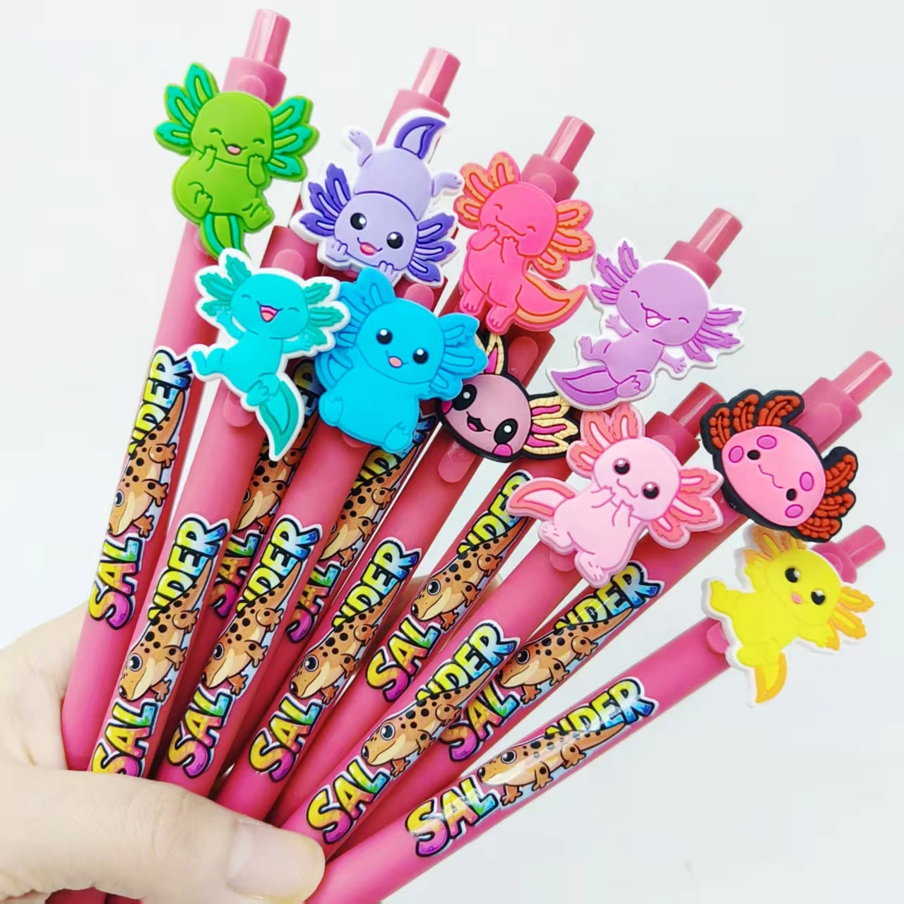 10 قطعة/14 قطعة قلم حبر جاف من السلمندر قلم هدية عالمي قصير الوردي روج #3