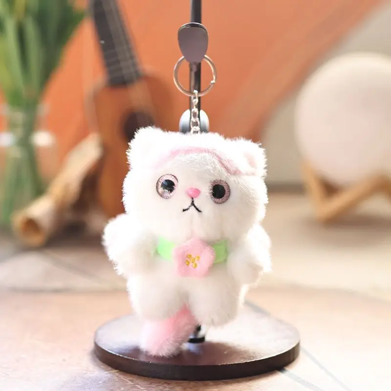 Neueste Engel Katze Plüsch-schlüsselanhänger Anhänger Rucksack Kawaii Plüsch Spielzeug Figur Puppe Cartoon Anime Nettes Geschenk Geschenk Puppe für Freunde