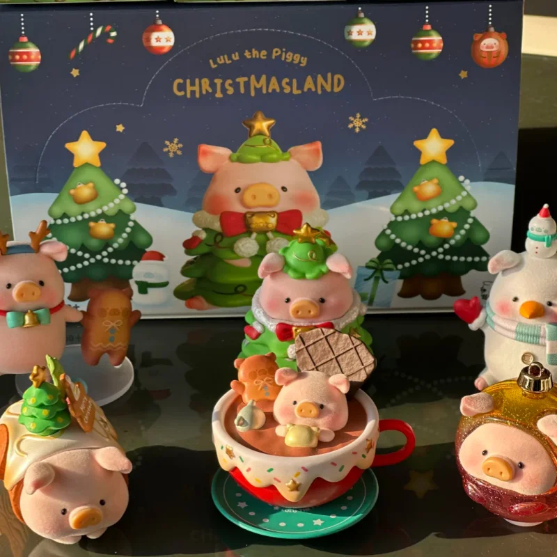 Koleksi Model Mainan Figur Babi Lulu The Piggy Seri Kota Natal Blind Box, Ornamen Ruangan, Boneka, Tas Kejutan, Hadiah Anak