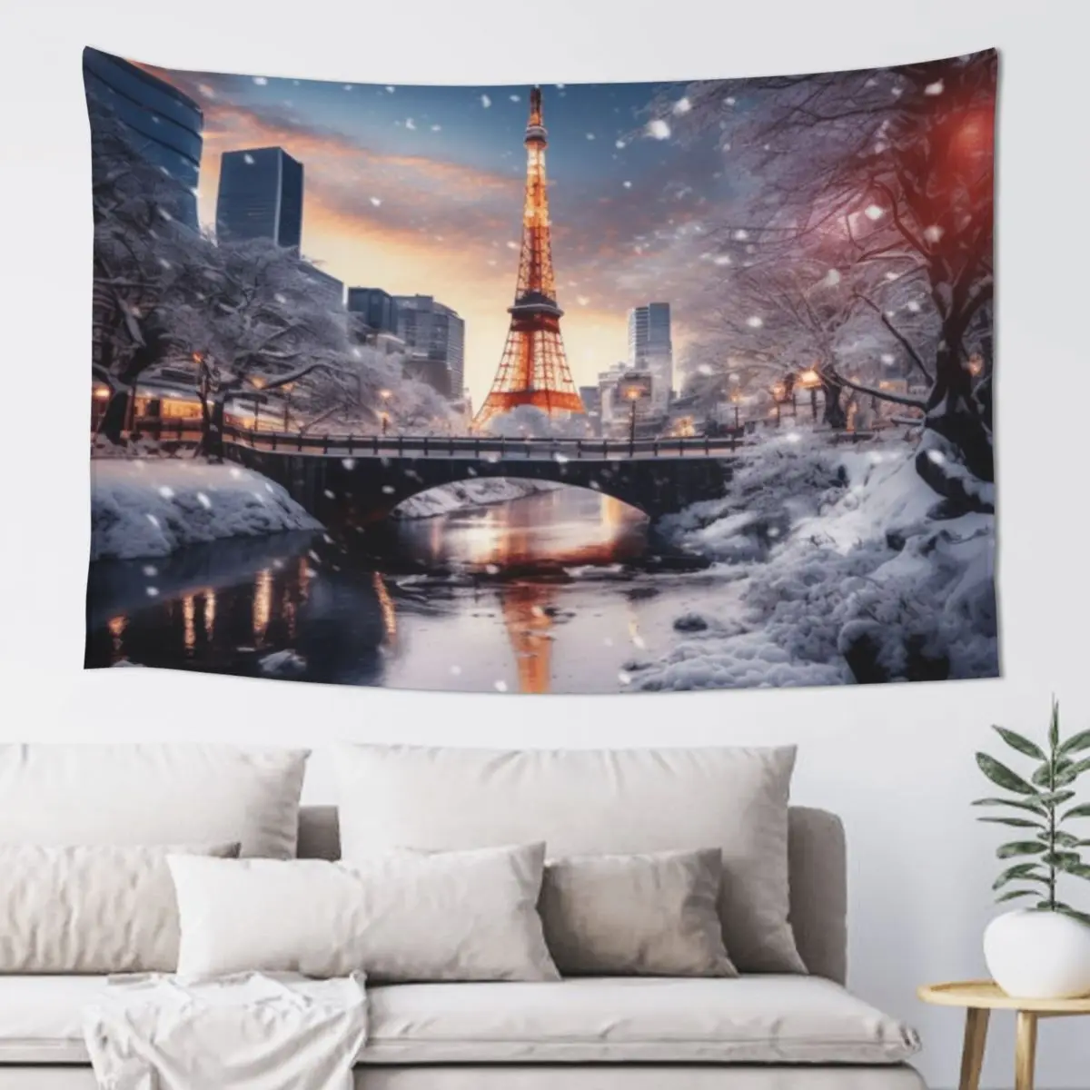 

Snow City - Tokyo Tapestry Living Room Decoration For Bedroom Bedroom Decoration Tapestry