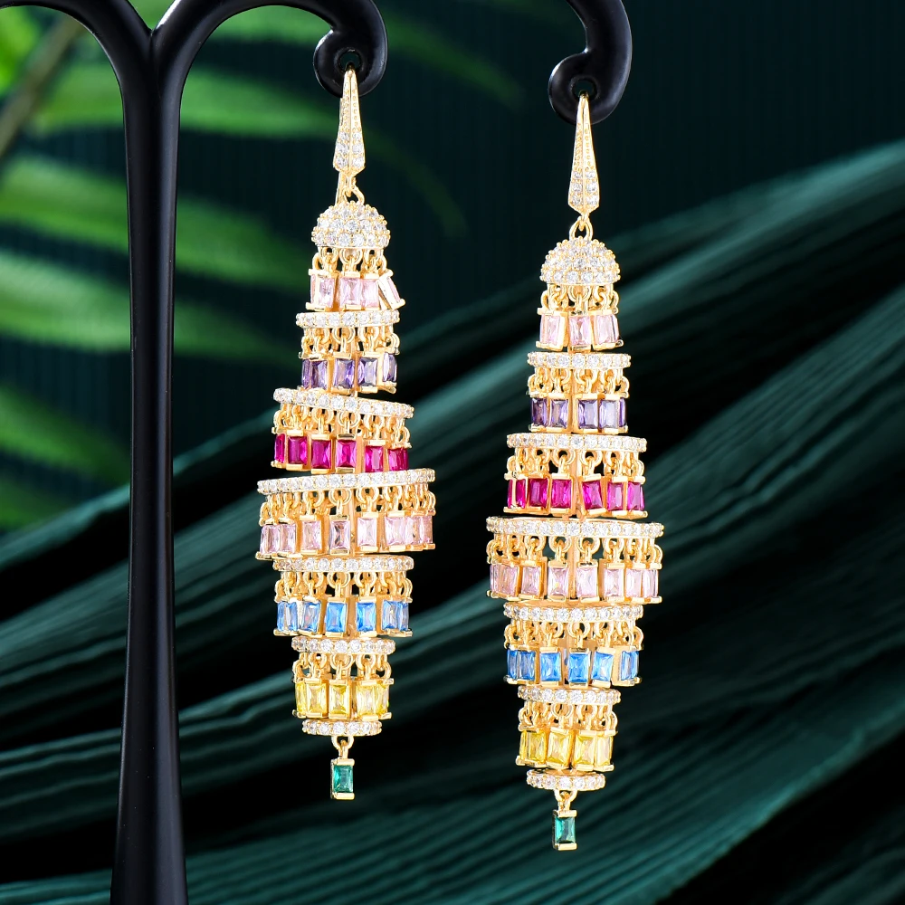 GODKI Luxury Handmade Long Tassel Earring For Women Wedding Party Indian Dubai Bridal Jewelry boucle d'oreille femme Gift