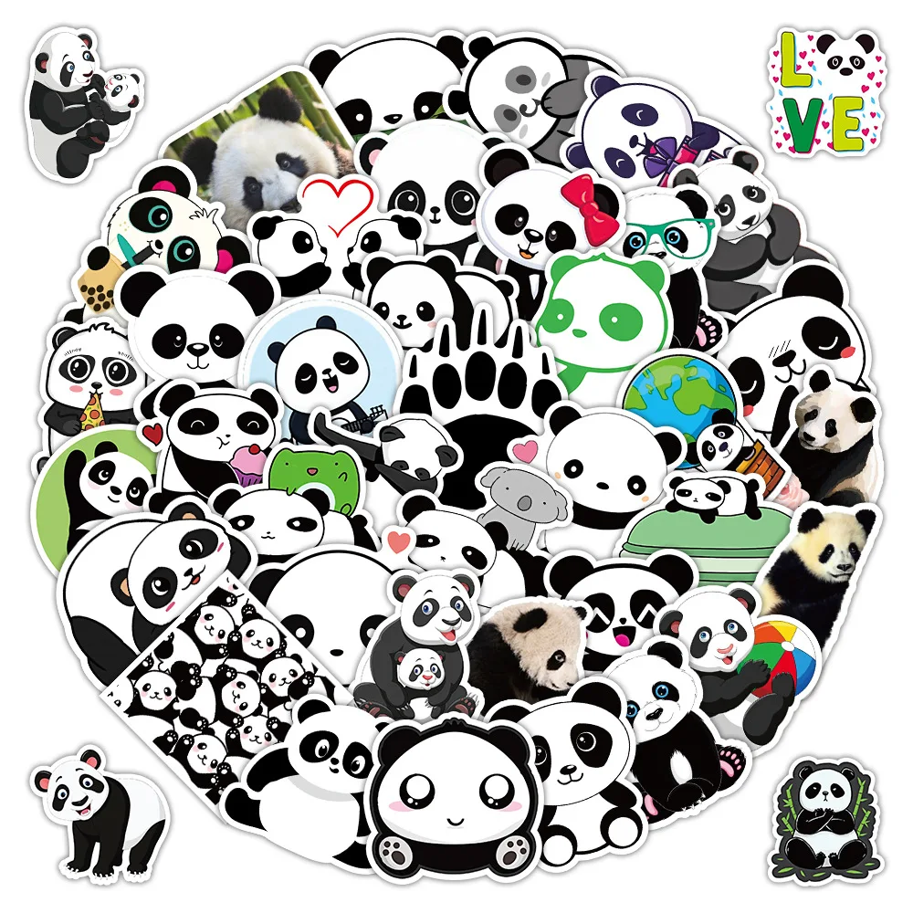 50PCS Cartoon Cute Panda Graffiti Sticker Fun Decal Toy Gift Creative DIY Water Cup Stationery Box Desk Guitar Phone Case