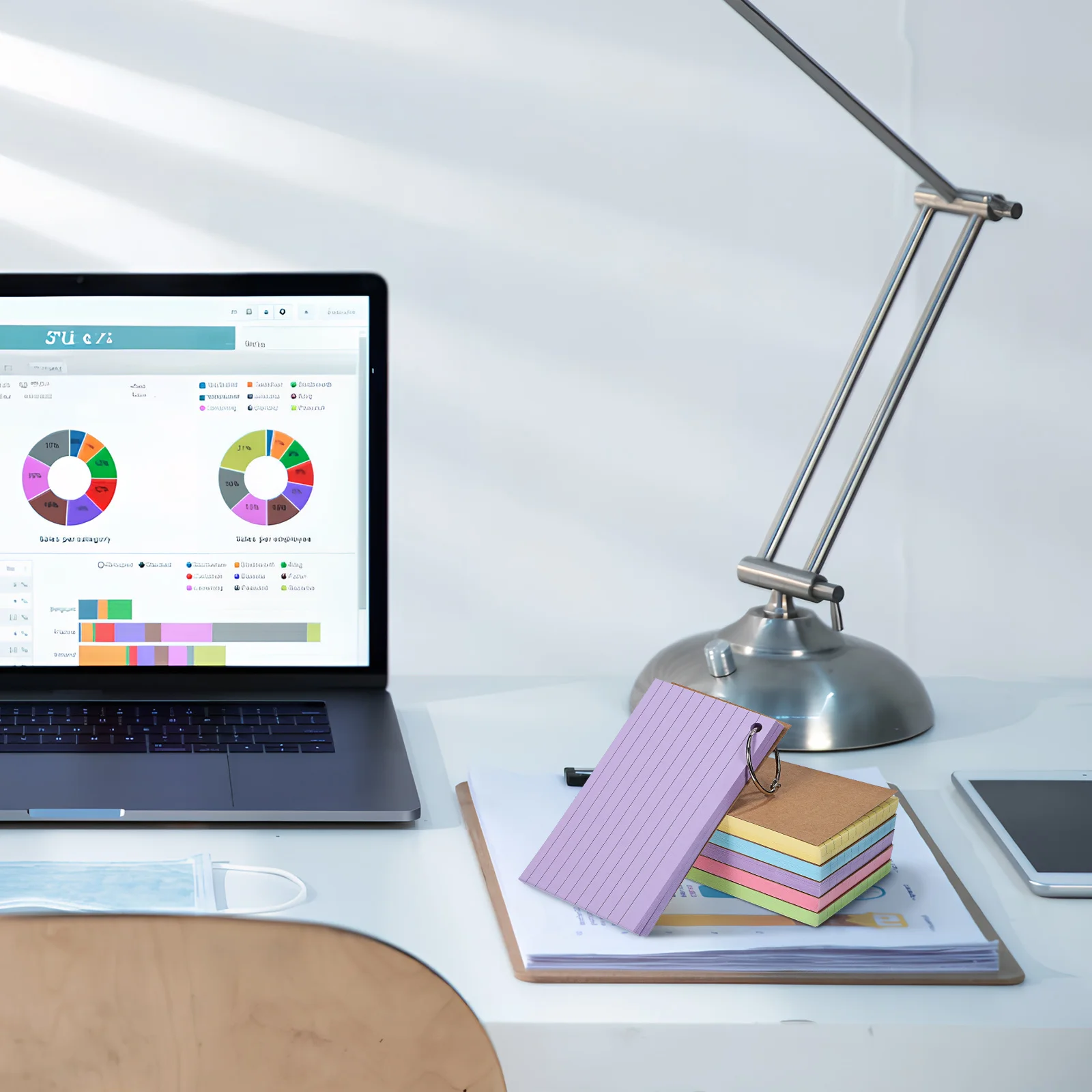 

500Pcs Flash Cards Lined Index Cards Colored Notepads for Studying Office School Use Binder Hole Design Study Aid