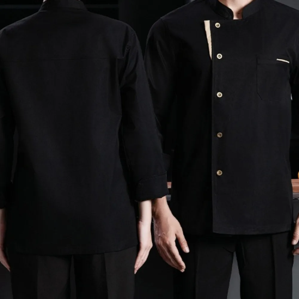 Chef Long Sleeve Work Shirt - Breathable Kitchen Uniform for Restaurant Staff, Durable Cotton Blend with Button Front