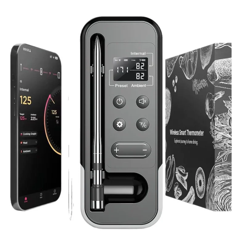 WIFIIntelligenceAPPBluetooth BBQ Thermometer Wireless Barbecue ThermometerBBQKitchen Food Meat Thermometer