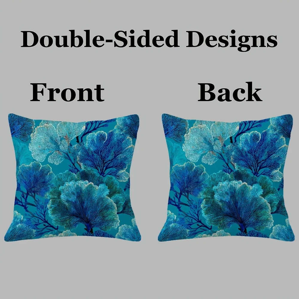 Vibrant Blue Coral Reef Pattern Pillow cover Case for Sofa Couch Cushion Home Decor Accent Pillow