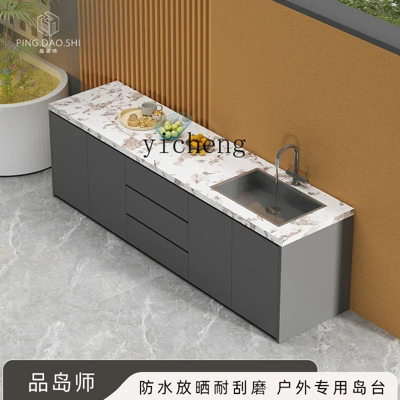 DSA -- courtyard rock slab island outdoor console hand washing integrated pool cabinet vegetable basin collapse