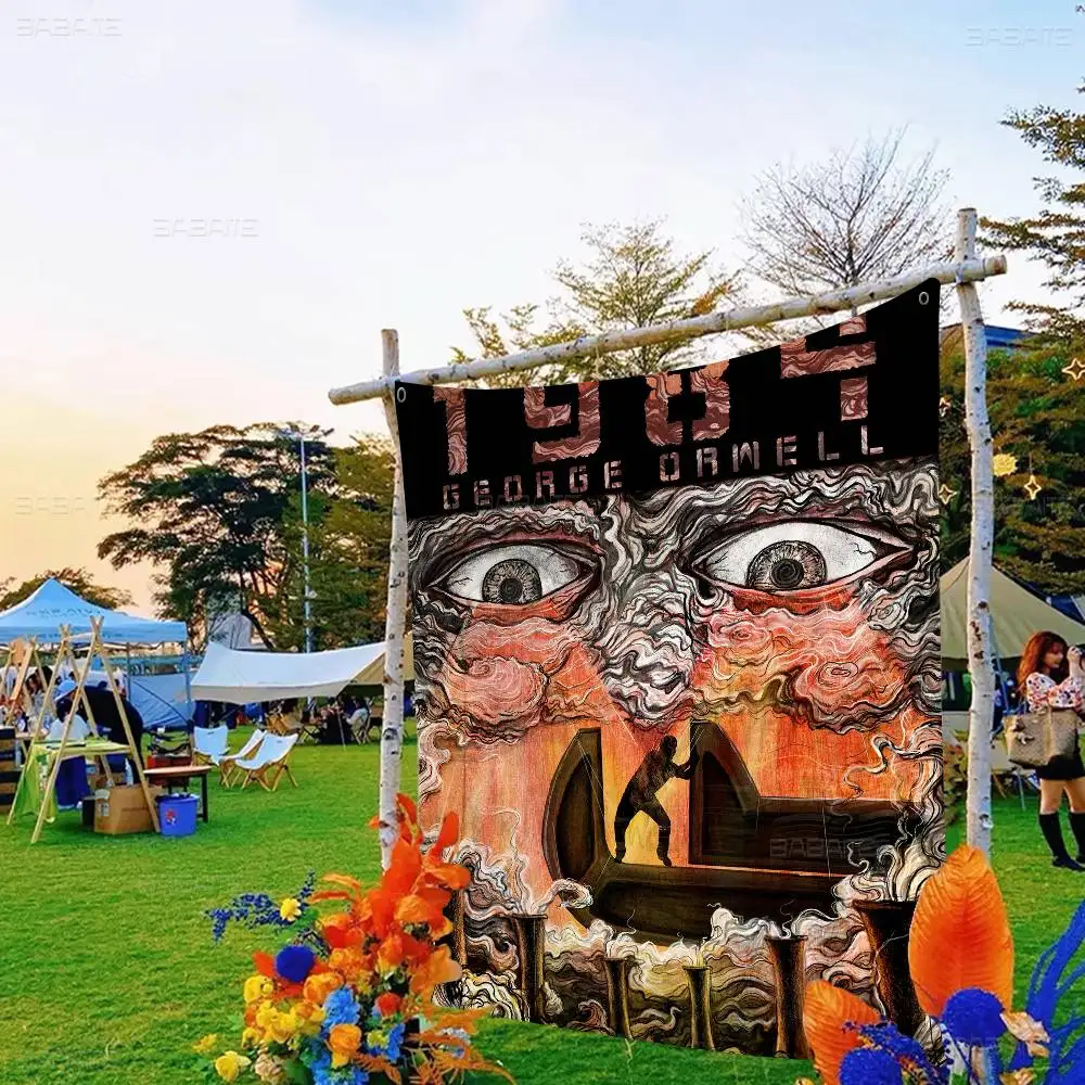 1984 George Orwell Creative Pattern Hanging Flag Polyester Printed Banner Hand Pulled Flag