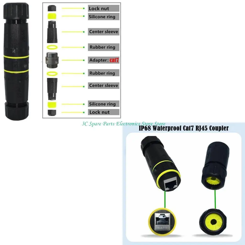 SZ RJ45 Cat6 Ethernet Adapter Female to Female with IP68 Waterproof and Shielding for Home and Office