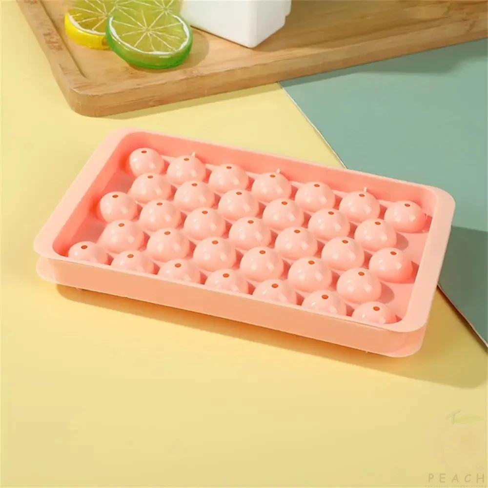 Plateau à glaçons rond 3D avec couvercle, compartiment à glace créatif fait maison, modèle Cube, boîte à boules à 33 compartiments pour crème glacée