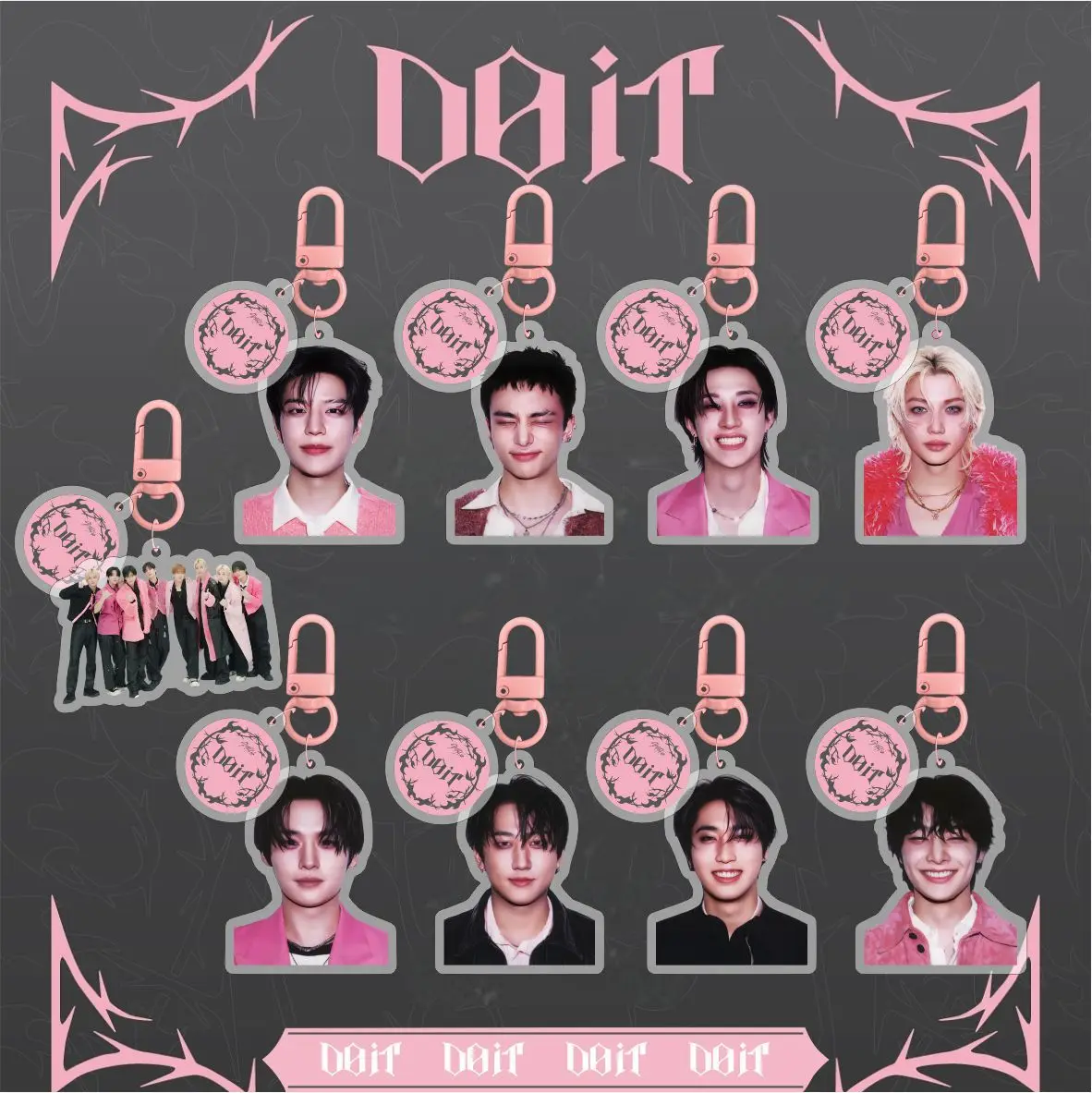 

Stray Kids Dolt New Album Acrylic Keychain Bag Pendant Accessories Accessories Skzoo Celebrities Same Style Peripherals