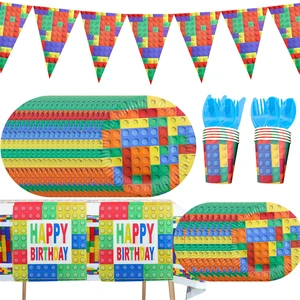 Bloque de construcción Tema globo de cumpleaños Colorido Bloque de construcción FAVISA FAVERS FAVERS SUMINISTROS DE Decoración de la fiesta Deco Kit Kit 12 mejores decoraciones de cumpleaños de LEGO de ventas - №5