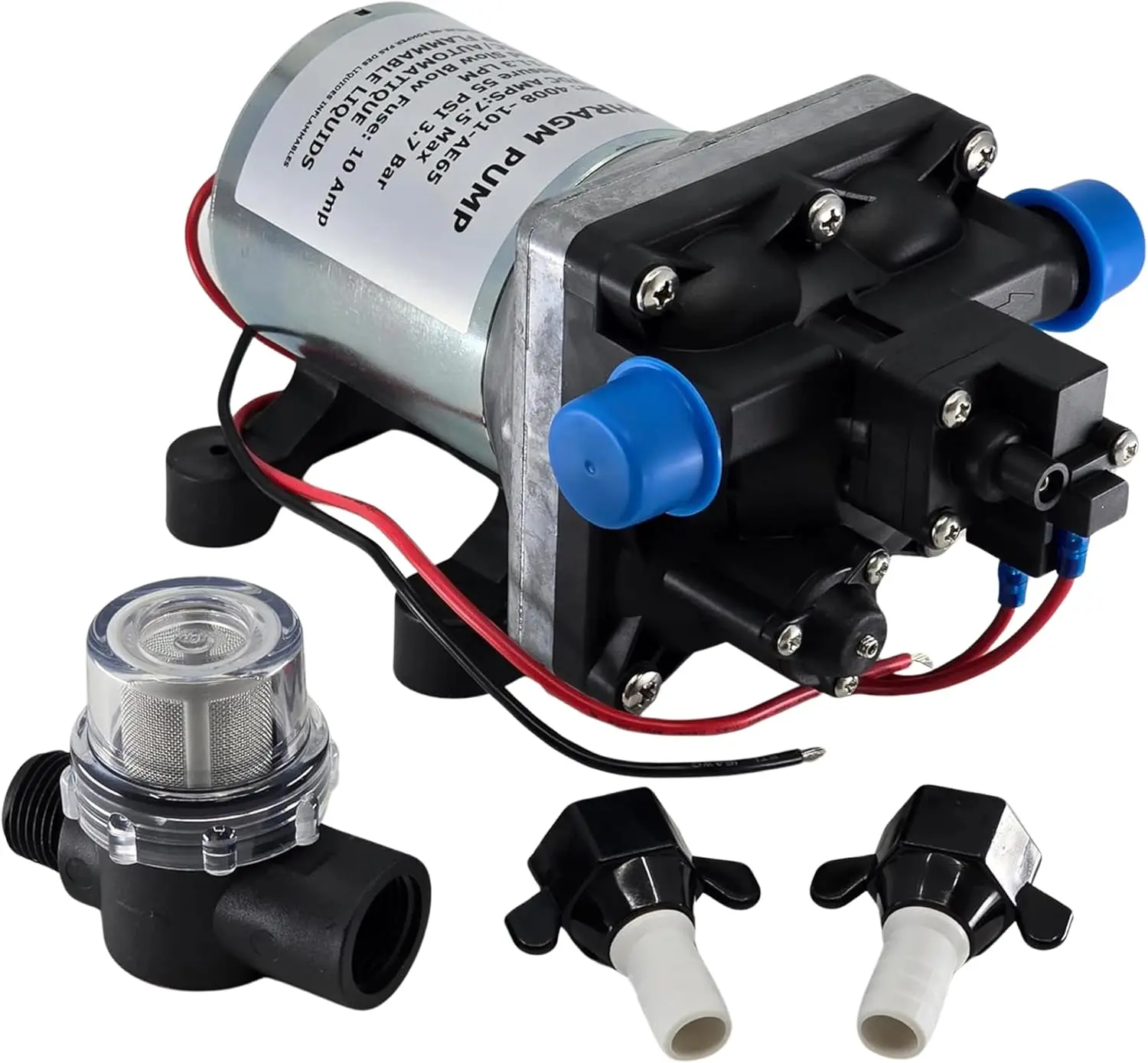 

Водяной насос для автодома 3.0 GPM 55 PSI 12V, диафрагменный, бесшумный, плавный, самовсасывающий, быстроразъемный