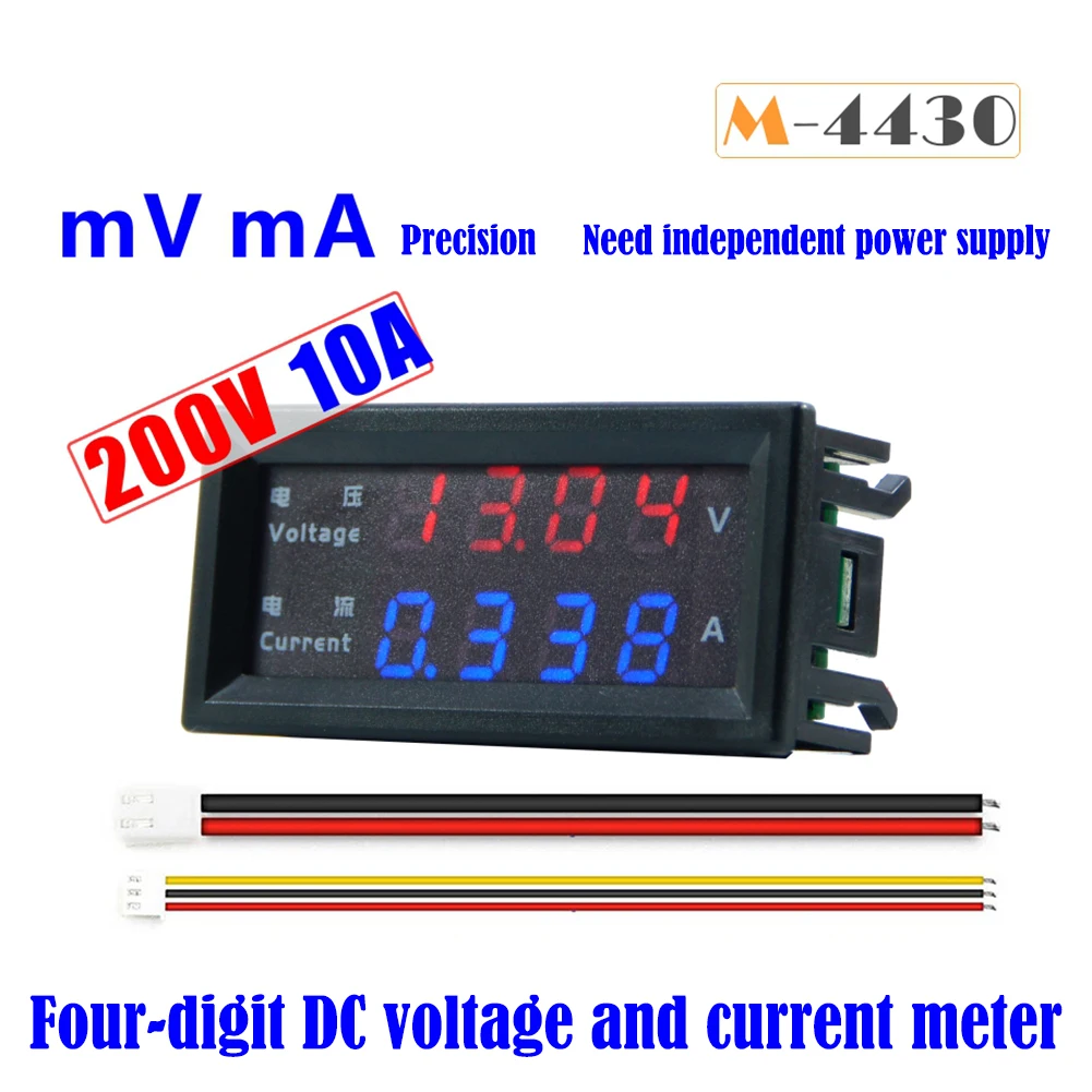 DC 100V 200V 10A Voltage Detector Current Meter 4-Digit 0.28 Inch LED Display Panel Amp Volt Gauge Volt Amp Tester Panel Meter