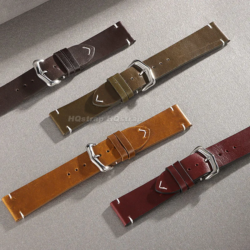 18/19/20/21/22/24mm lederen band vintage oliewas koeienhuid band voor Samsung Galaxy Watch 4 5 3 armband hoge kwaliteit polsband