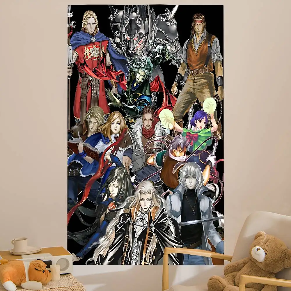 C-Castlevania Game Colorful Tapestry Wall Hanging Bohemian Wall Tapestries Mandala Wall Hanging Sheets