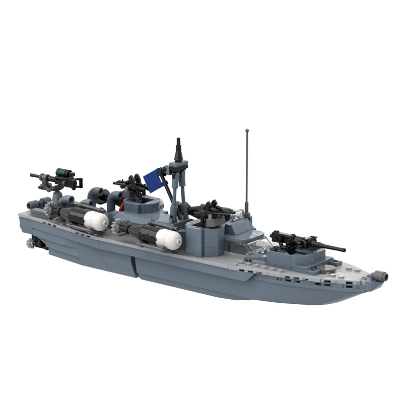 MOC Military Warship building blocks DIY Bricks Set Torpedo Boat Model PT-103 Assemble toys children birthday gift