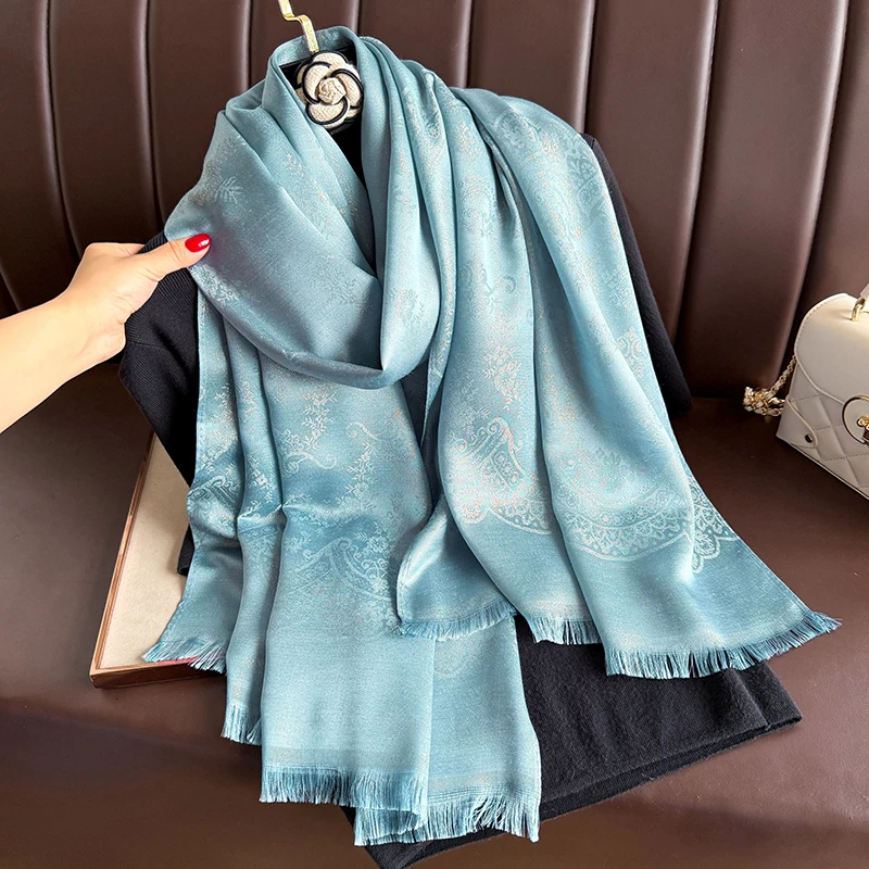 Nueva Bufanda de Cachemira a la moda de otoño para mujer, Pashmina Jacquard con diseño Floral, manta gruesa para mujer, Bufanda suave, chal, pañuelo