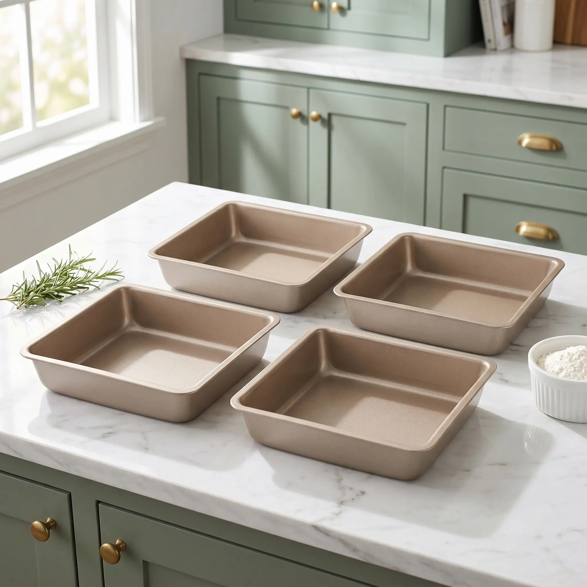 4Pcs Square Nonstick Cake Pan Carbon Steel Small Baking Tray for Mini Cakes Brownies Oven Safe Nonstick Baking Tin