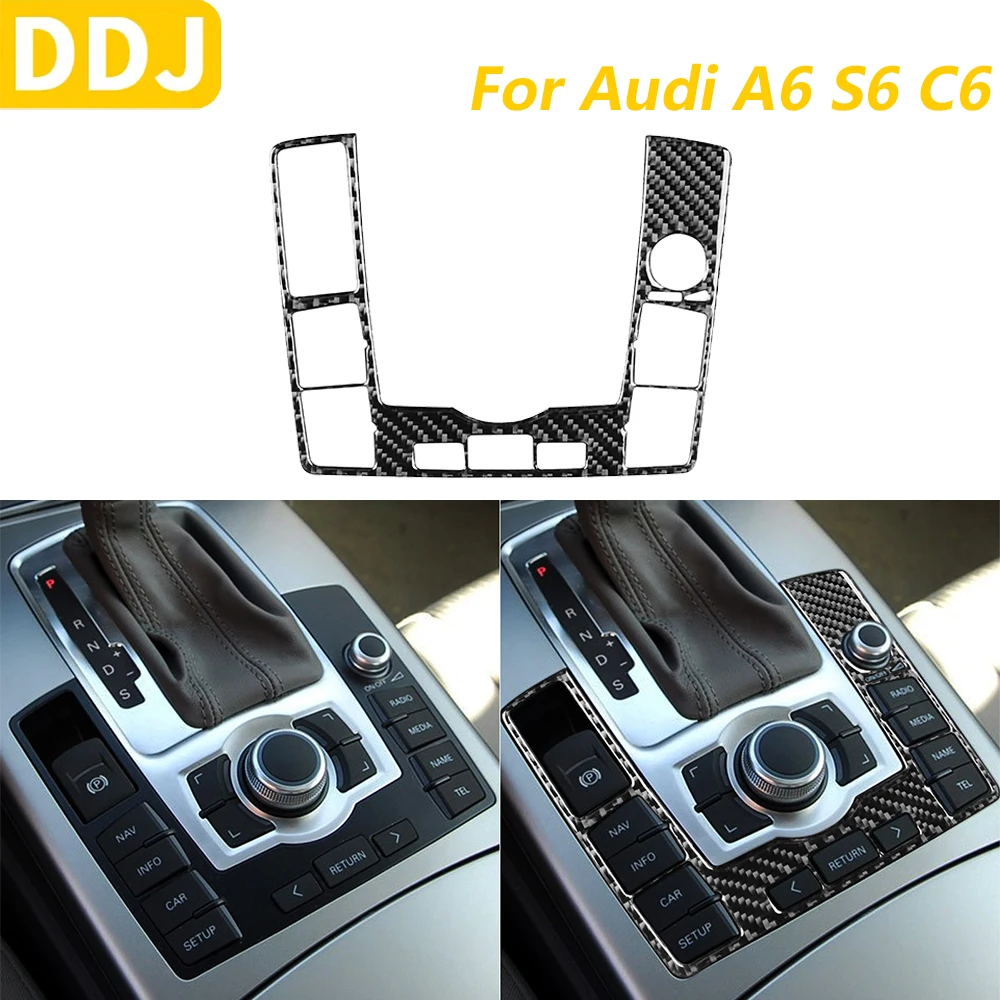 

Для Audi A6 S6 C6 2005-2011 настоящее углеродное волокно, мультимедийная ручка переключения передач, кнопка, рамка, панель, накладка, автомобильные аксессуары, наклейка