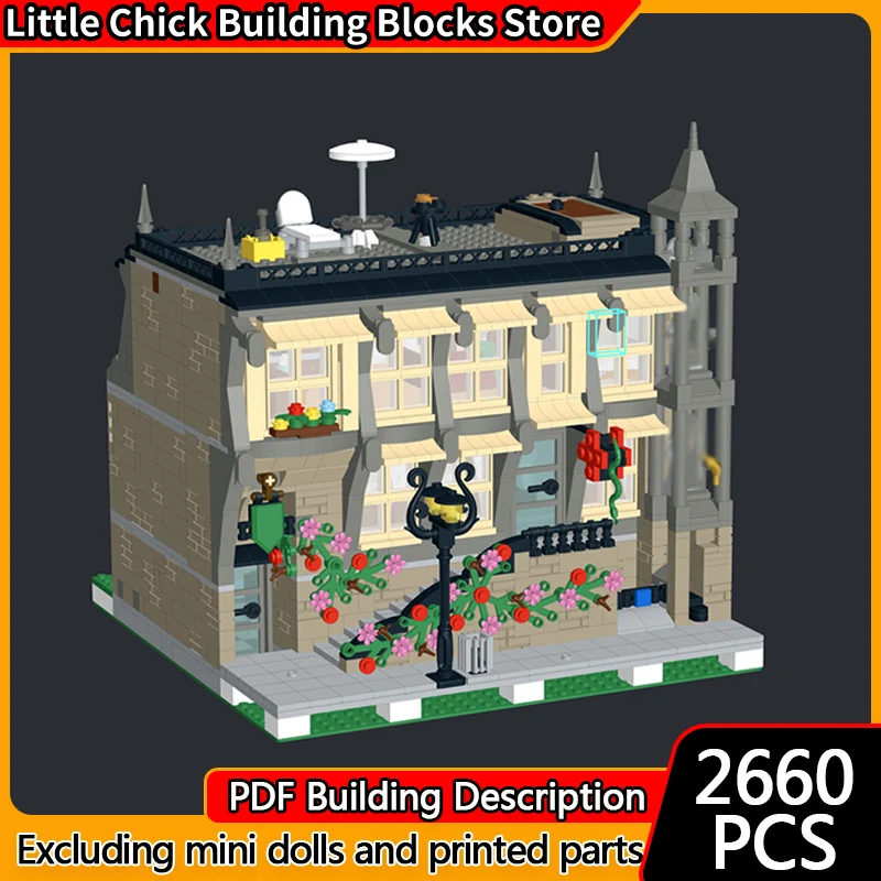 

Street View Model MOC Building Bricks Pharmacy And Billiards Club Modular Technology Children Holiday Gifts Assemble Toys Suit
