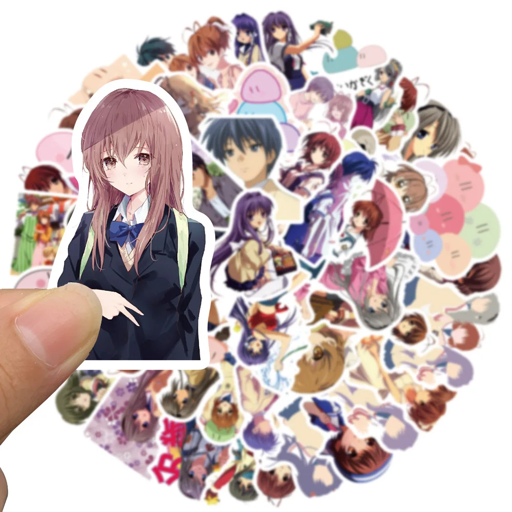 50 قطعة ملصقات أنيمي Clannad الكلاسيكية Tomoyo Tomoya ملصق سكرابوكينغ حقيبة كوب الأمتعة لطيف الفتيات Nagisa Kyou الشارات
