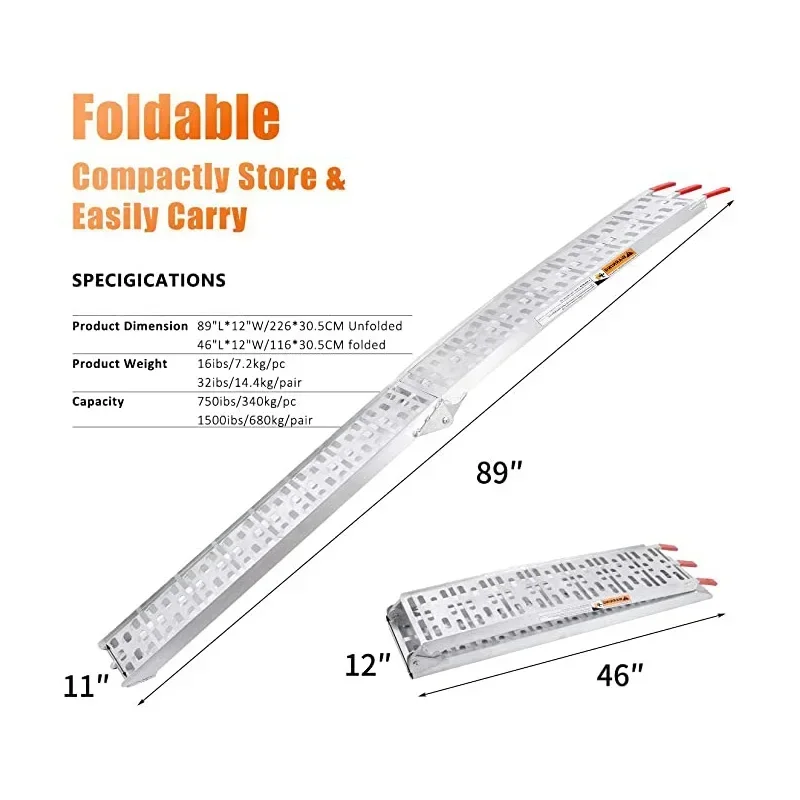 Best Durable Aluminum Ladder ATV 1pc for Pickup Trucks 7.5 FT Aluminum Portable Ramps 750 Lbs Capacity Scrambling Motorcycle Lad
