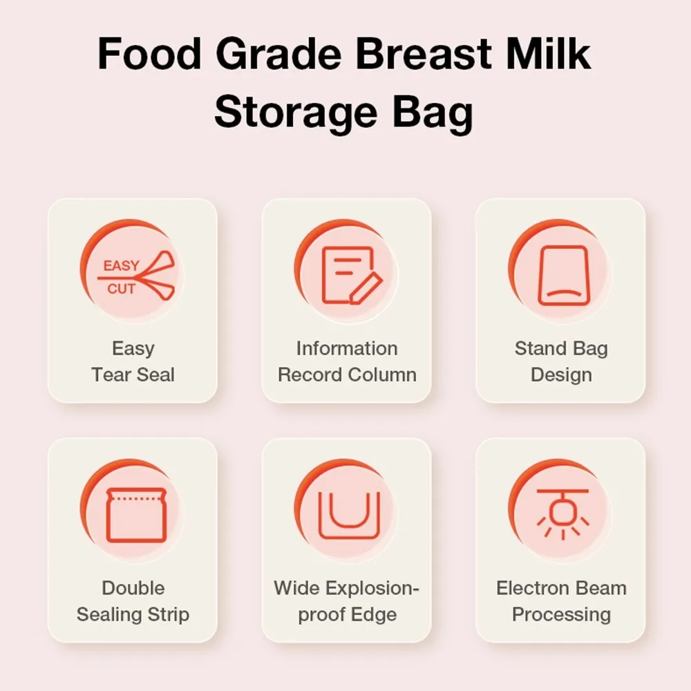 100ml/150ml/200ml/250ml Breastmilk Storage Bags Save Space Leak Proof Disposable Breastmilk Storage Freezing Storage Portable