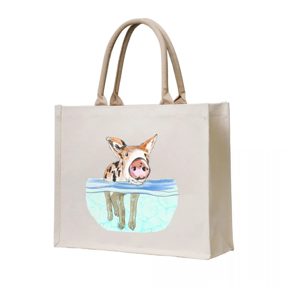 

Bahamas Floating Swimming Piglet Tote Bag Canvas bag for women eco pack cloth bag woman