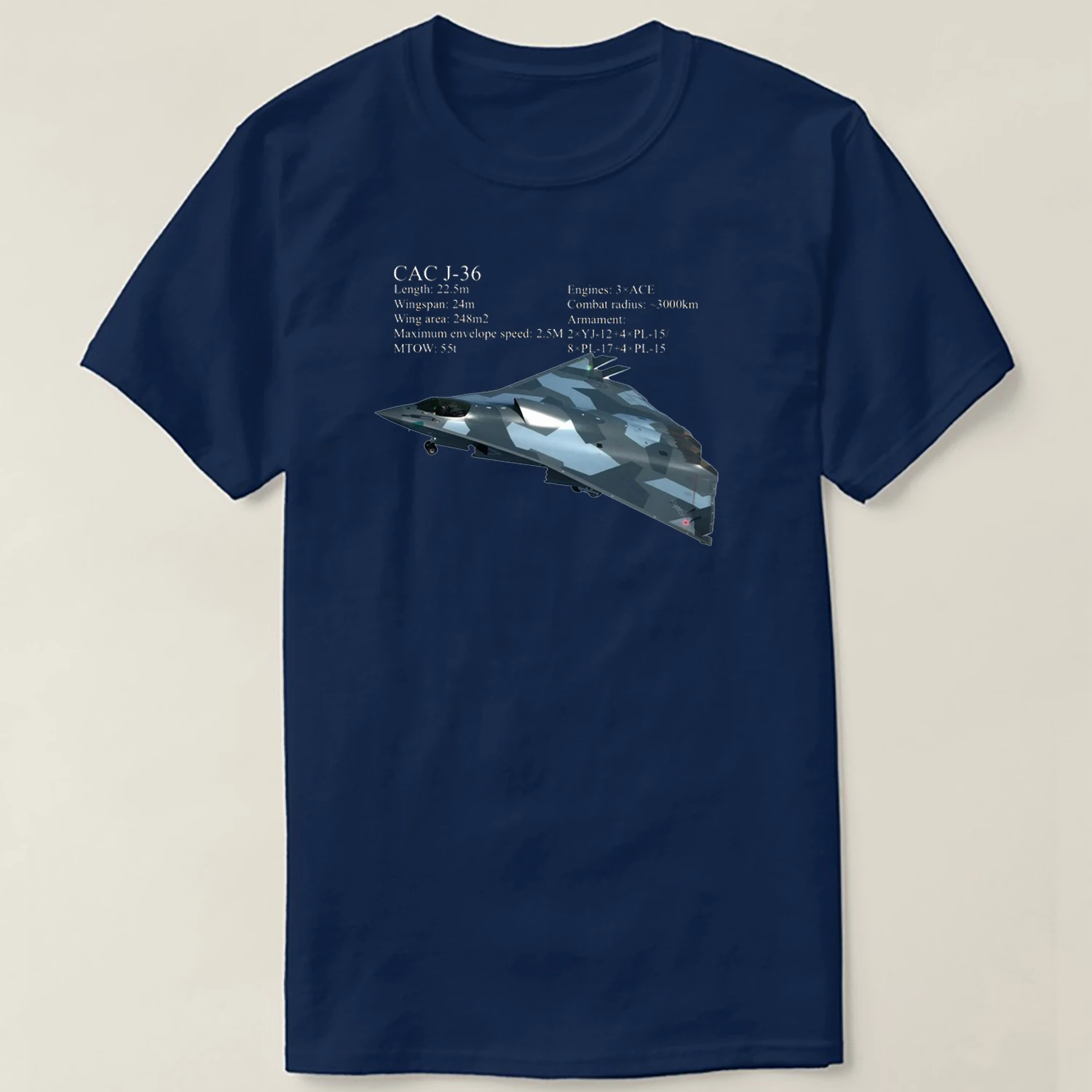 Chinese Sixth Generation J-36 Stealth Fighter T-Shirt 100% Cotton O-Neck Summer Short Sleeve Casual Mens T-shirt Size S-3XL