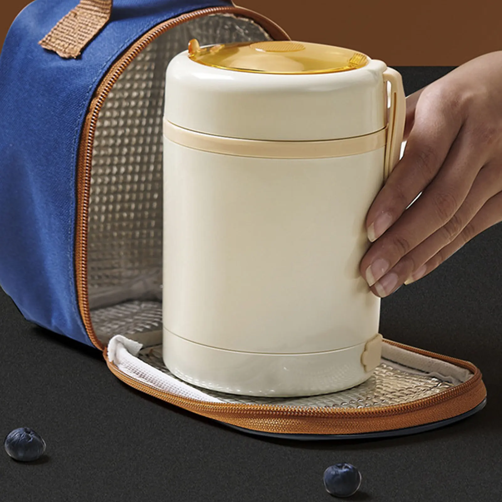Electric Lunch Box Food Warmer 304 Stainless Steel 60°C Constant Temp Leakproof 600ml USB Insulated Food Jar with Spoon