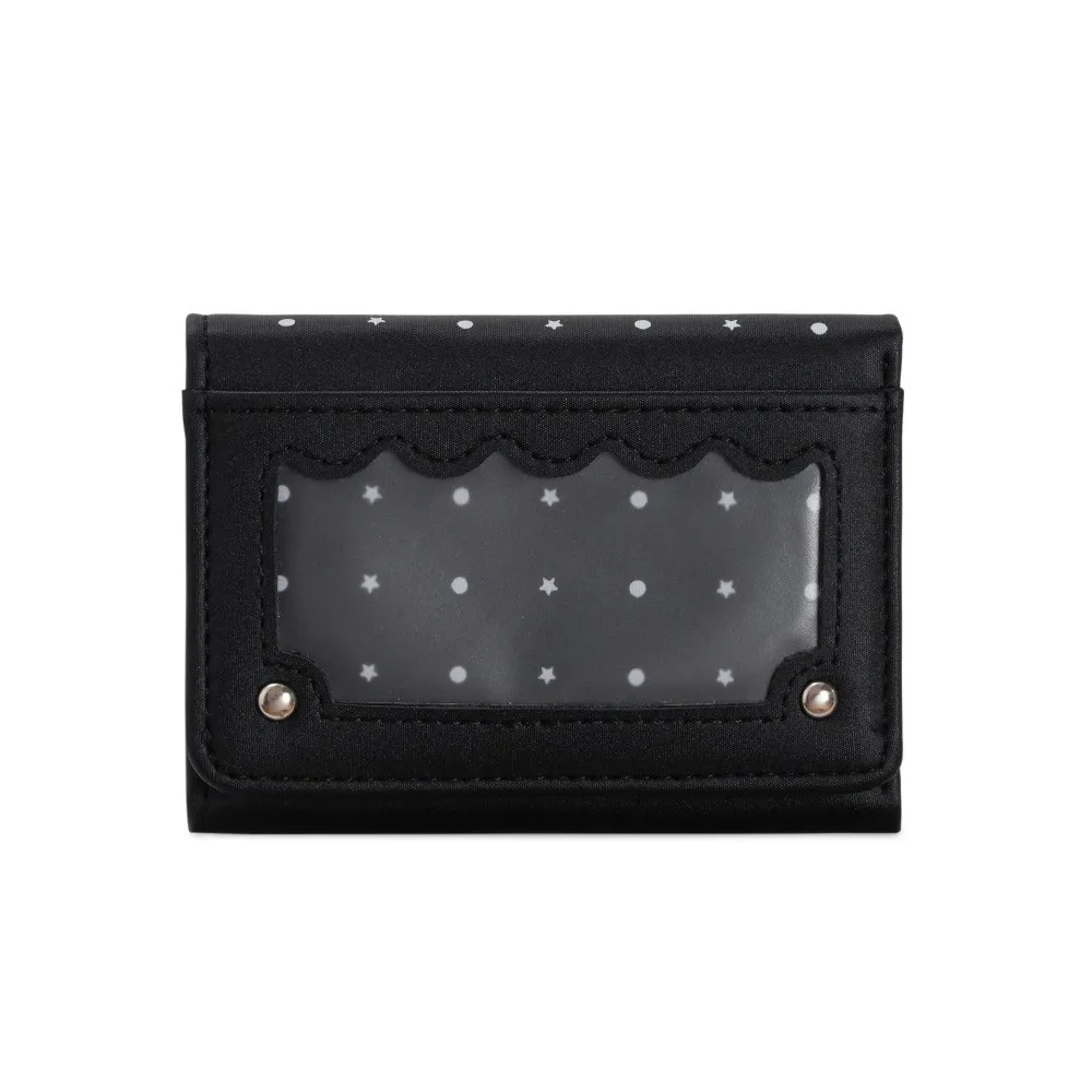 Pu Leather Multi Card Slots Wallet Clear Photo Window Compact Trifold Card Holder Snap Closure Portable Short Coin Purse Women