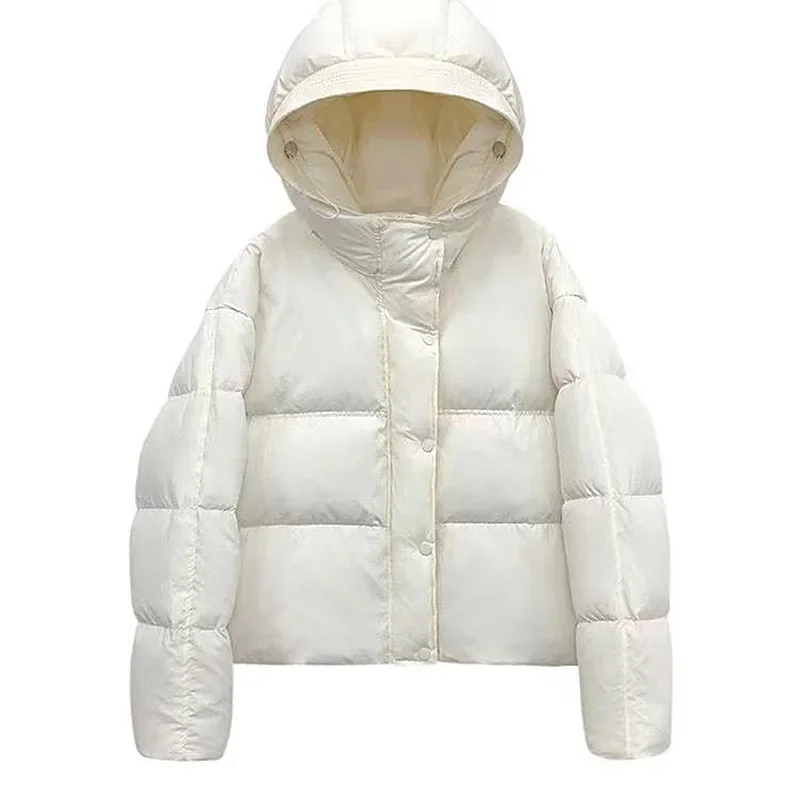 2022 Women Winter Vintage Loose 90 White Duck Down Light Jacket Fashion Pinkycolor Warm Parkas Female Outerwear Tops Mujer