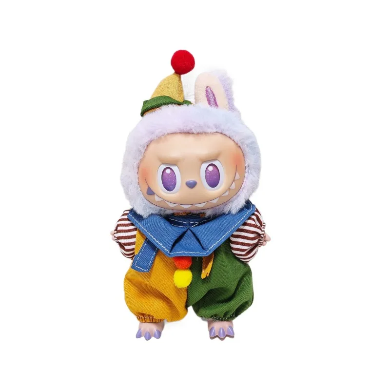 Para 15/17cm labubu boneca roupas roupa palhaço traje vestir-se bonecas acessórios sentado festa mudando vestido jogo brinquedos diy